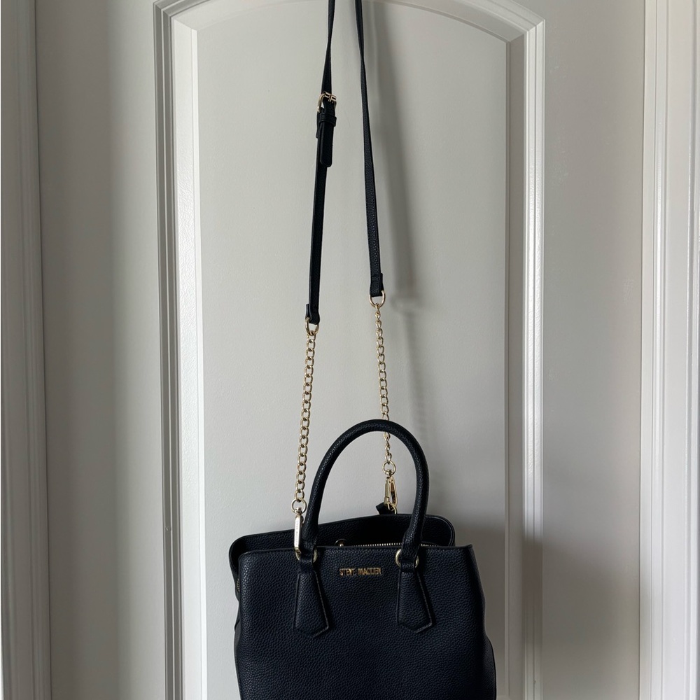 Steve Madden Black Satchel with Gold Chain